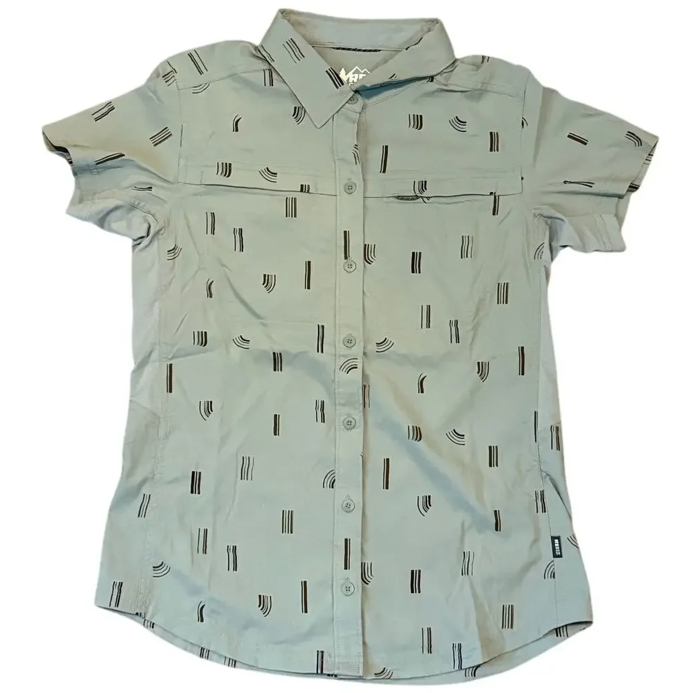 REI Co-op Women’s XS Green Vented Hiking Button Down Shirt Pockets